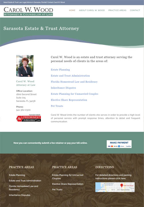 Carol W Wood Attorney web design and development
