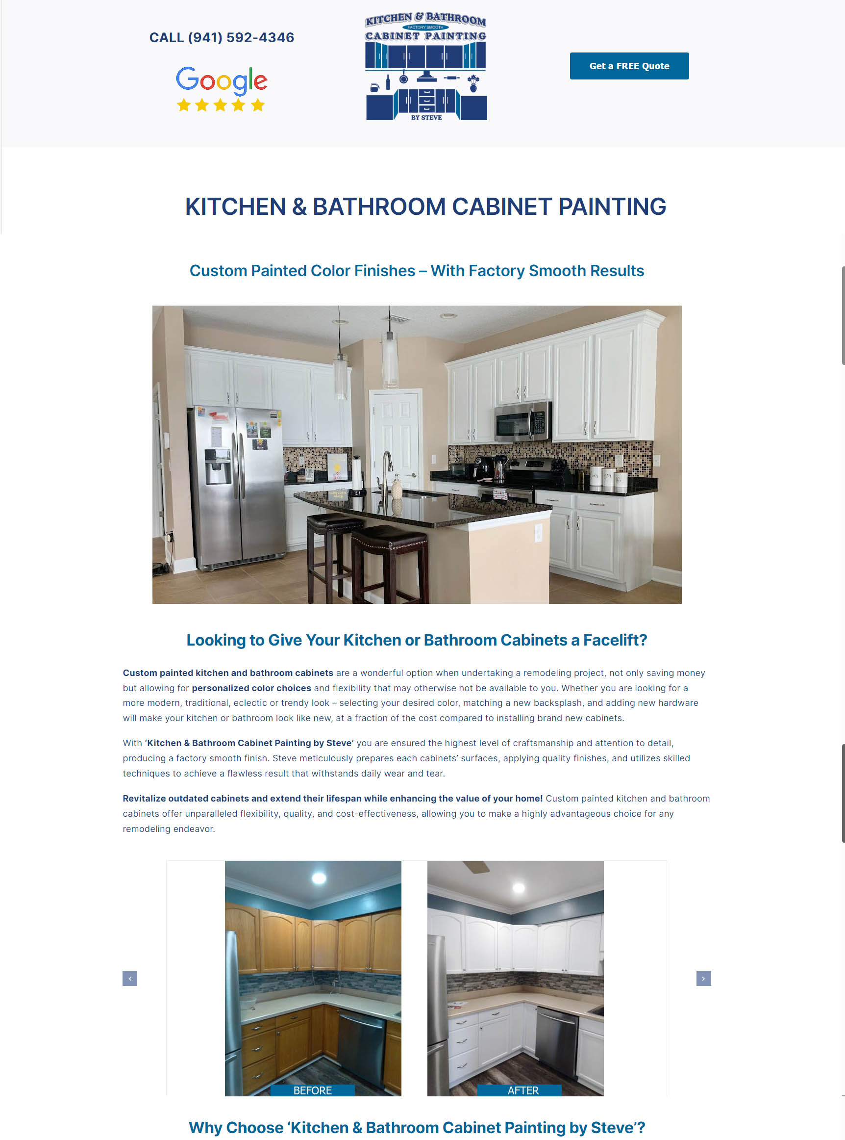 Sarasota web design for Kitchen and Bathroom Cabinet Painting by Steve