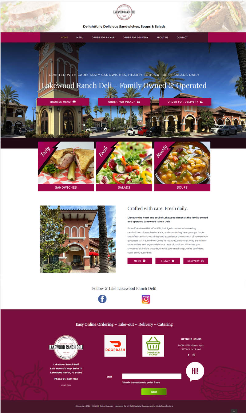 Website Development for Lakewood Ranch Deli